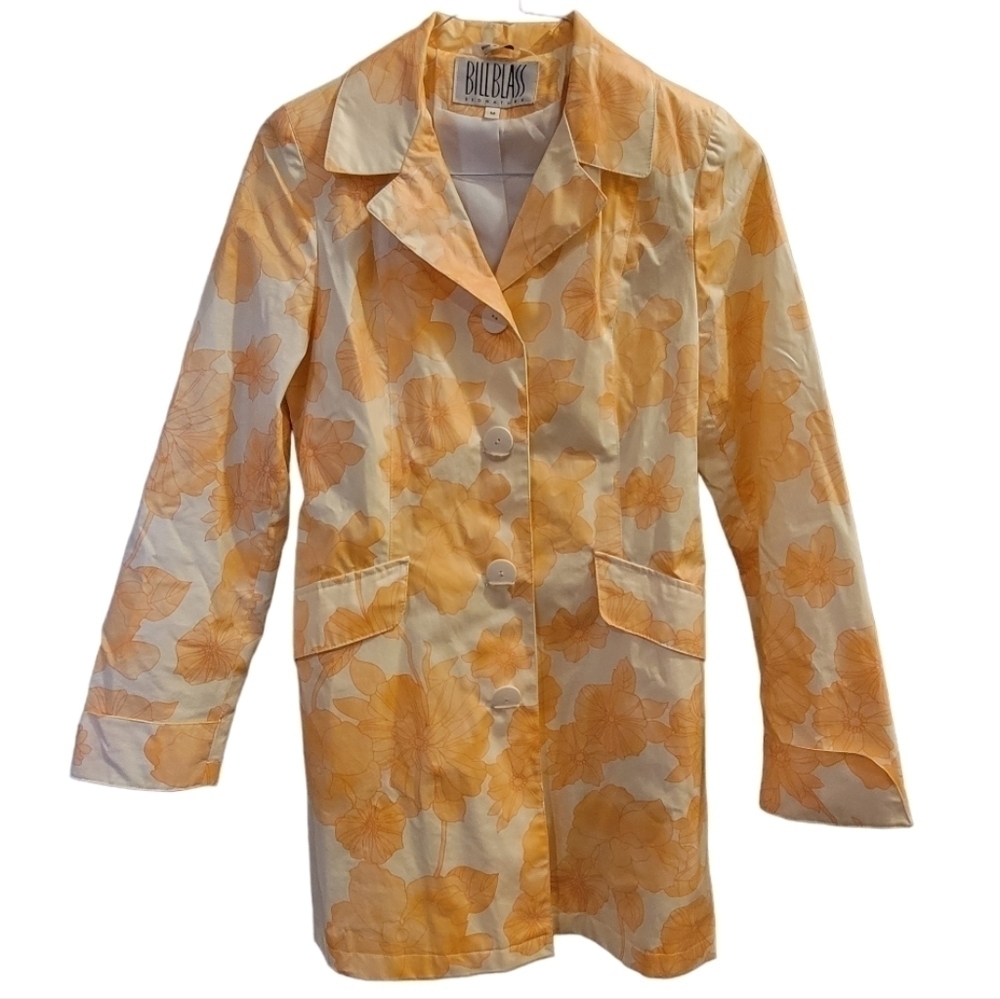 Bill Blass 80s Vintage Yellow Rain Coat Size Medium